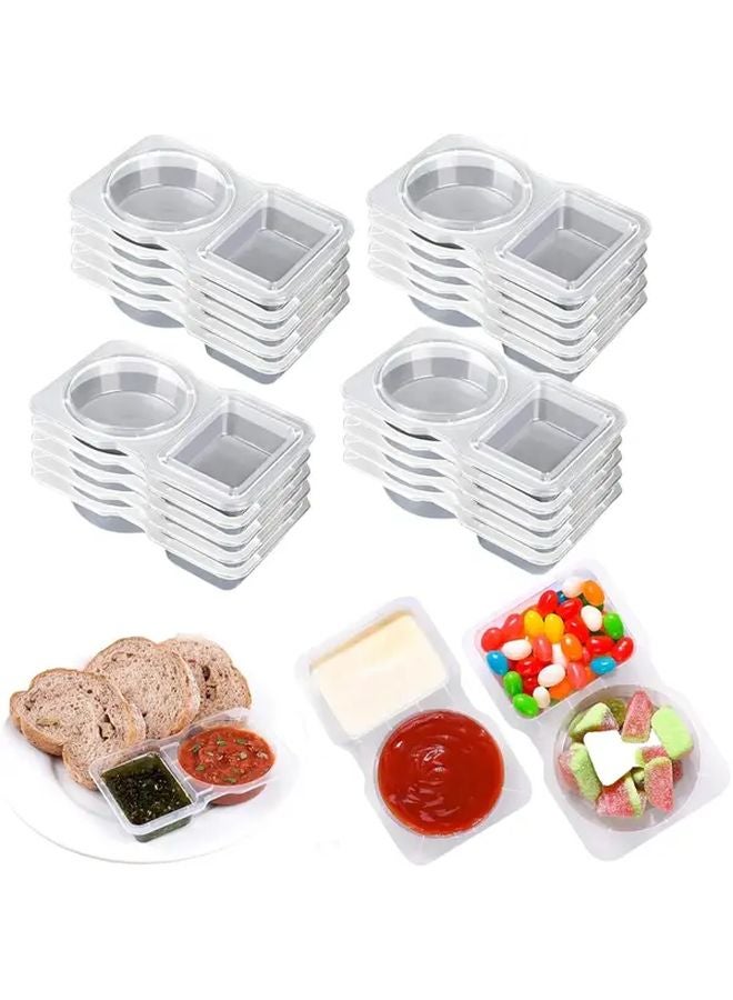 Clear 20 Pack Reusable Plastic Snack Containers With Lids 2 Compartment Lunch Box For Portion Control - Image 1